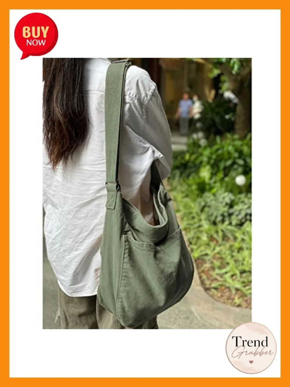 Canvas Hobo Crossbody Shoulder Tote Bag with Multi-Pocket